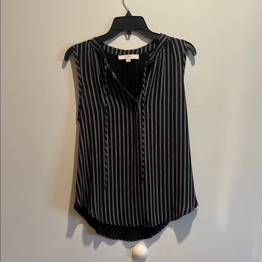 Black and White Striped Sleeveless Top